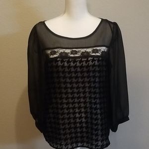 2bebe chiffon pattern blouse with keyhole